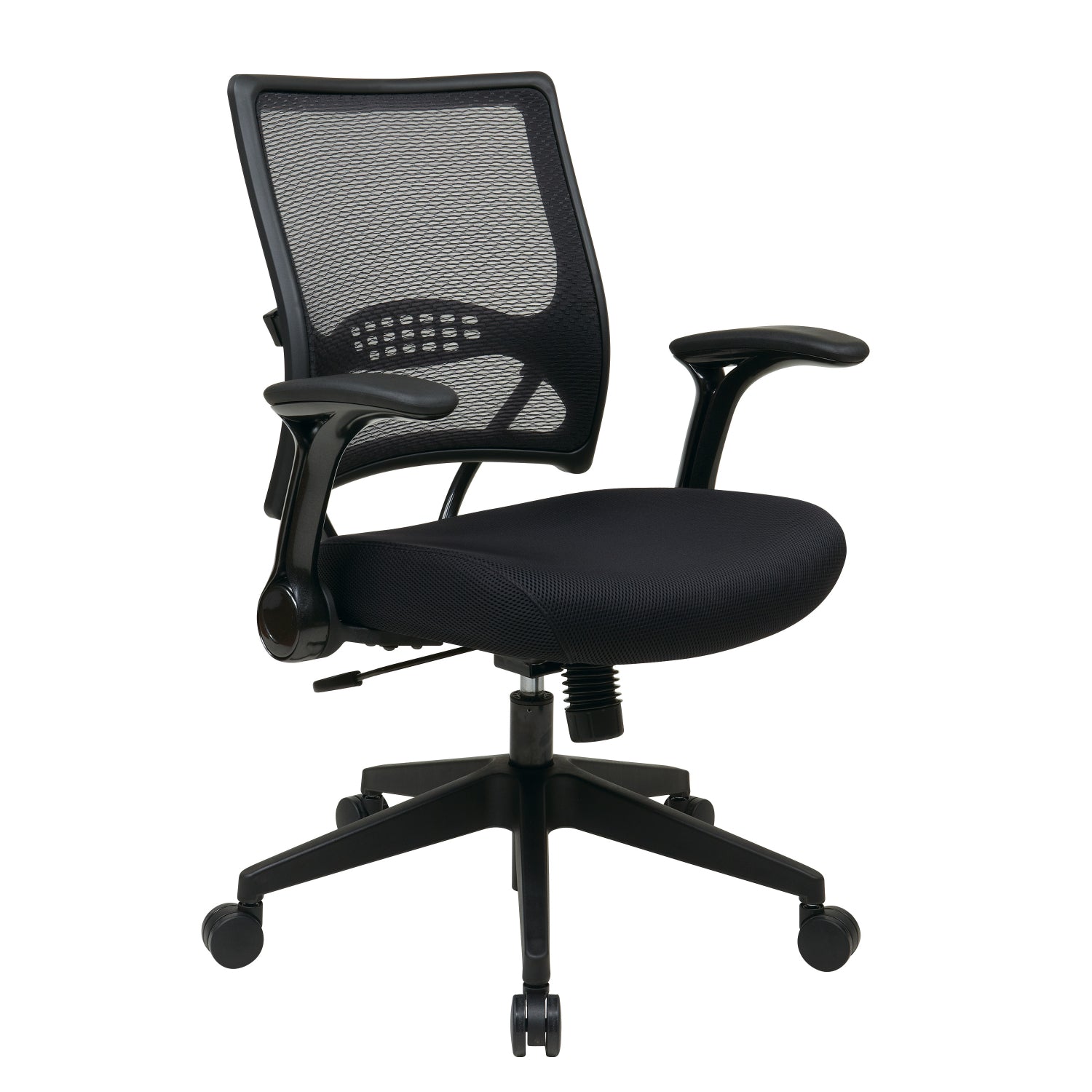 Dark Air Grid® Back and Mesh Seat Manager’s Chair with 2-to-1 Synchro Tilt, Flip Arms and Angled Nylon Base