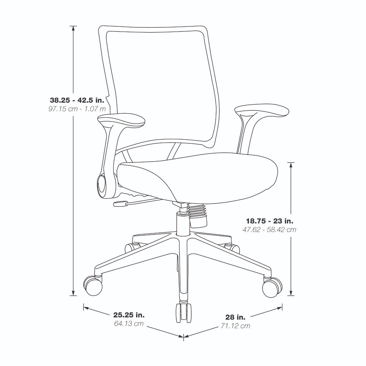 Light Air Grid® Back Manager's Chair with Black Bonded Leather Seat, 2-to-1 Synchro Tilt, Flip Arms and Angled Platinum Finished Nylon Base