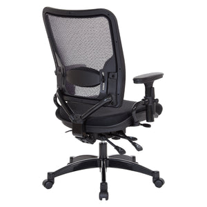 Professional Dual Function Dark Air Grid® Back and Black Mesh Seat Manager's Chair with Adjustable Arms , Adjustable Lumbar and Industrial Steel Finish Base