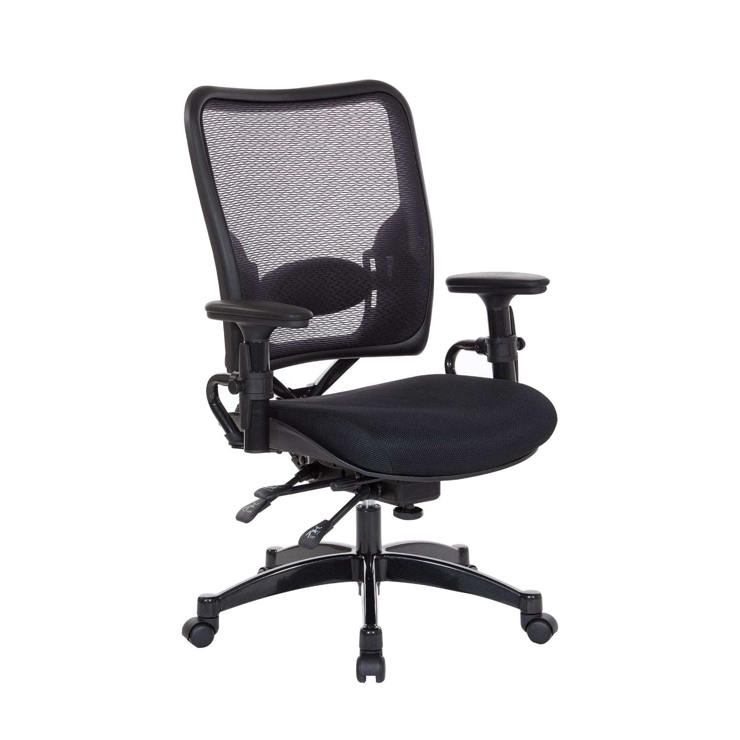 Professional Dual Function Dark Air Grid® Back and Black Mesh Seat Manager's Chair with Adjustable Arms , Adjustable Lumbar and Industrial Steel Finish Base