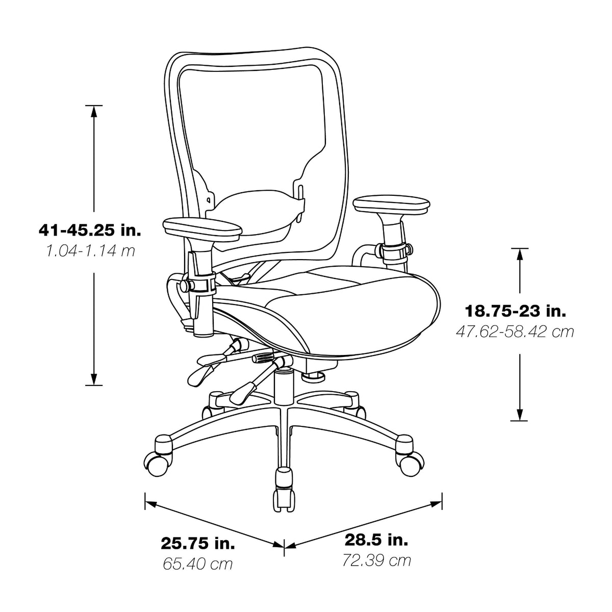 Professional Dual Function Ergonomic Dark Air Grid® Back and Leather Seat Manager's Chair with Adjustable Arms, Adjustable Lumbar and Industrial Steel Finish Base