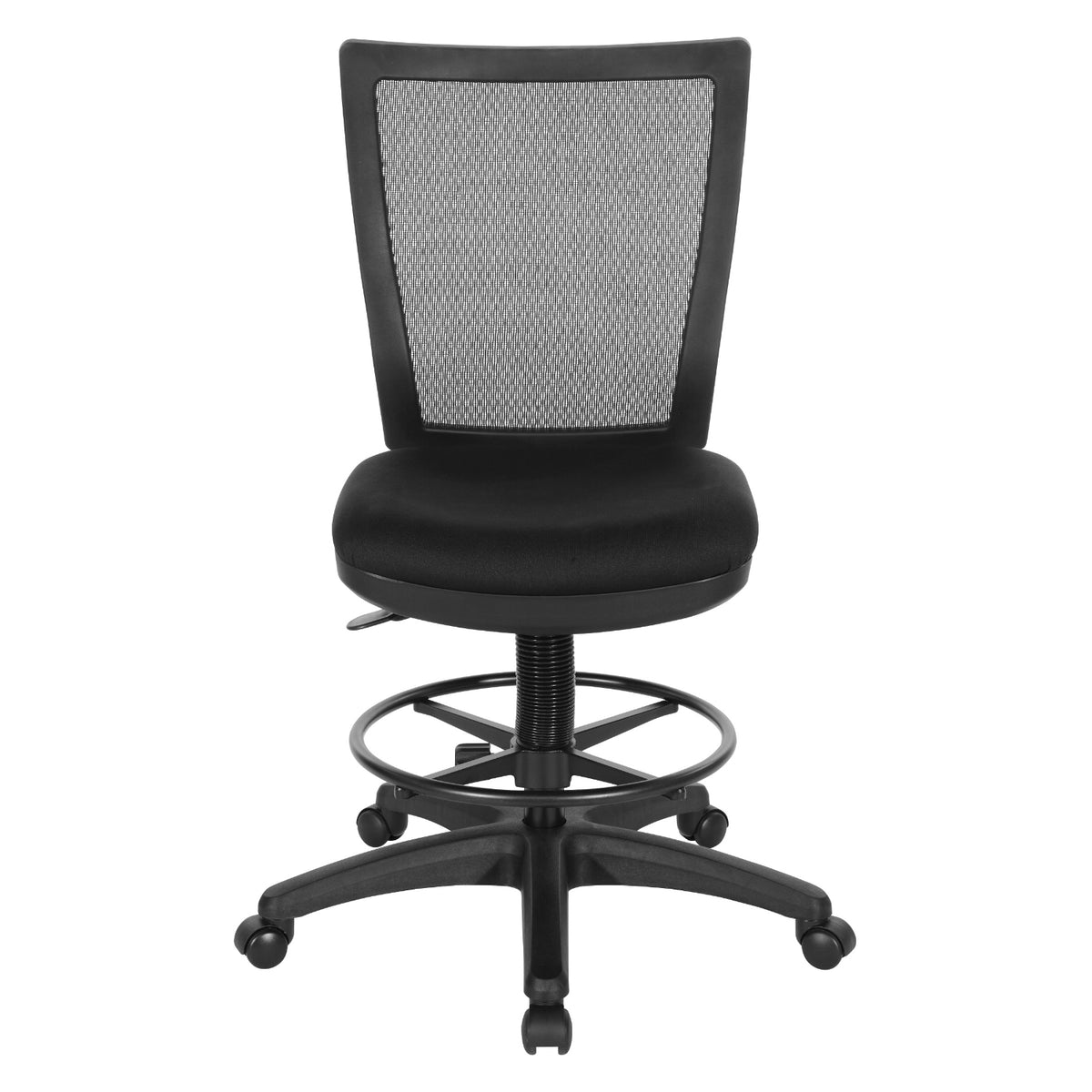 Soft PU Padded Back Frame Drafting Chair with ProGrid® Mesh Back and Adjustable Footring, 7.5" Intermediate Cylinder Travel, FreeFlex® II Padded Fabric Seat
Coal