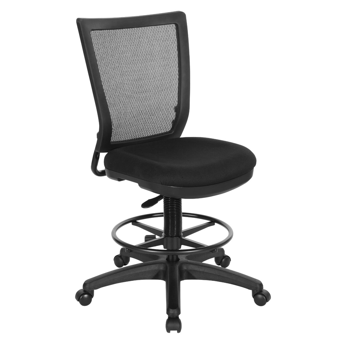 Soft PU Padded Back Frame Drafting Chair with ProGrid® Mesh Back and Adjustable Footring, 7.5" Intermediate Cylinder Travel, FreeFlex® II Padded Fabric Seat
Coal
