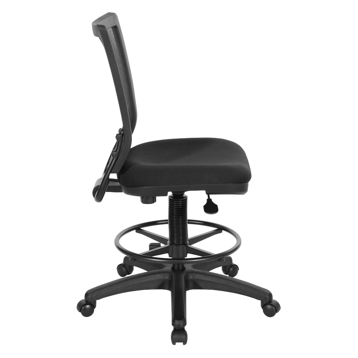 Soft PU Padded Back Frame Drafting Chair with ProGrid® Mesh Back and Adjustable Footring, 7.5" Intermediate Cylinder Travel, FreeFlex® II Padded Fabric Seat
Coal