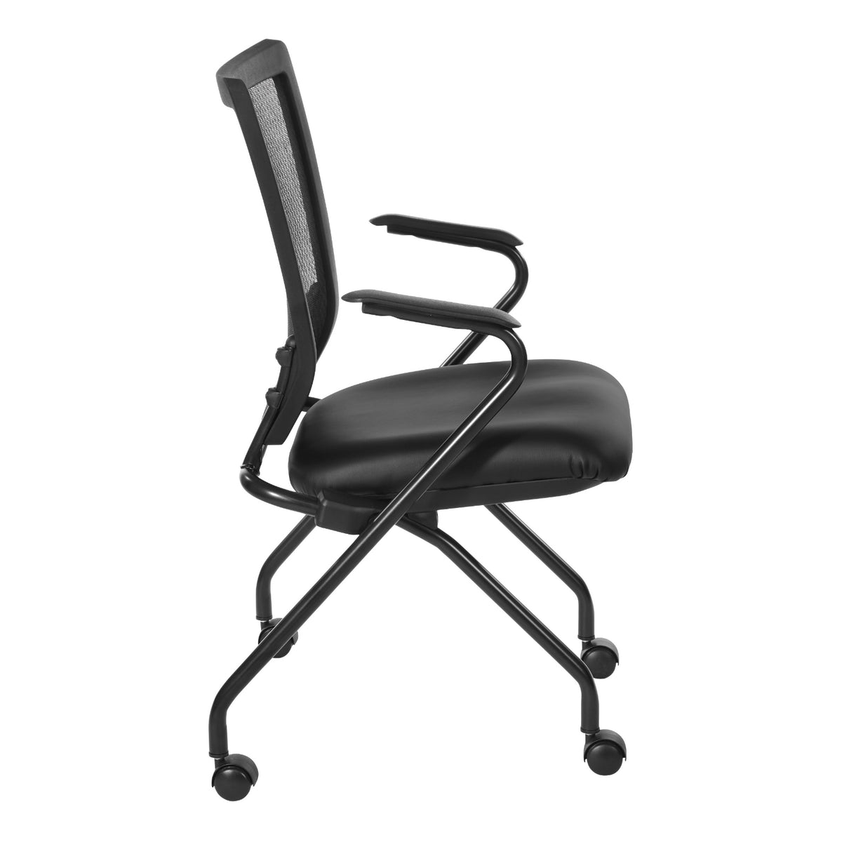 Soft PU Padded ProGrid® Back Folding/Nesting Chair with Arms, Dillon Black Padded Seat  (2-Pack)