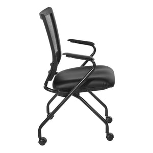 Soft PU Padded ProGrid® Back Folding/Nesting Chair with Arms, Dillon Black Padded Seat  (2-Pack)