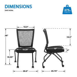 Soft PU Padded ProGrid® Back Armless Folding/Nesting Chair, FreeFlex® II Coal Padded Fabric Seat  (2-Pack)