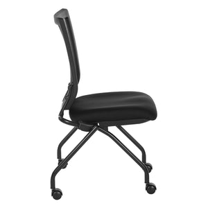 Soft PU Padded ProGrid® Back Armless Folding/Nesting Chair, FreeFlex® II Coal Padded Fabric Seat  (2-Pack)