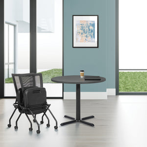 Soft PU Padded ProGrid® Back Armless Folding/Nesting Chair, Dillon Black Padded Seat  (2-Pack)
