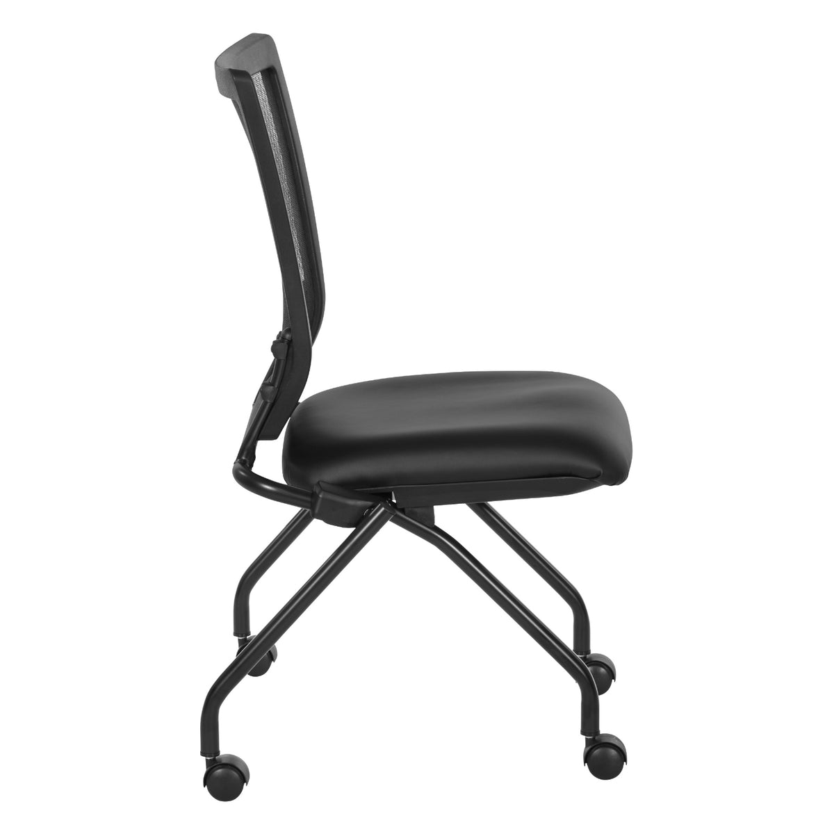 Soft PU Padded ProGrid® Back Armless Folding/Nesting Chair, Dillon Black Padded Seat  (2-Pack)