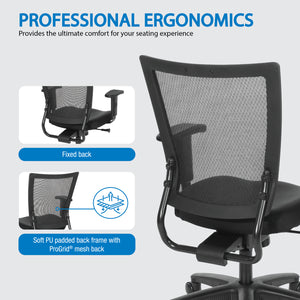 Soft Frame Task Chair with 2-to-1 Synchro Tilt Control, ProGrid Mesh Back and Padded Fabric Seat