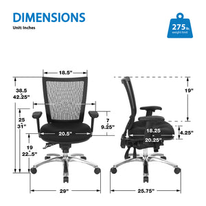Soft Frame Task Chair with Multi-Function Control, ProGrid Mesh Back and Padded Fabric Seat