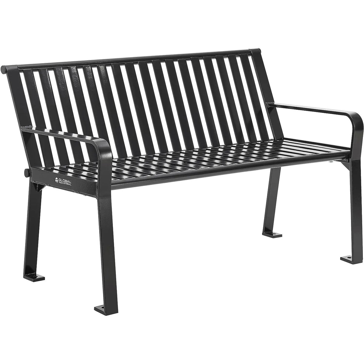 Global Industrial Steel Slat Park Bench, 4'