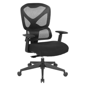 Deluxe Mid-Back Executive Chair with Breathable Black Mesh Back and Black Fabric Seat