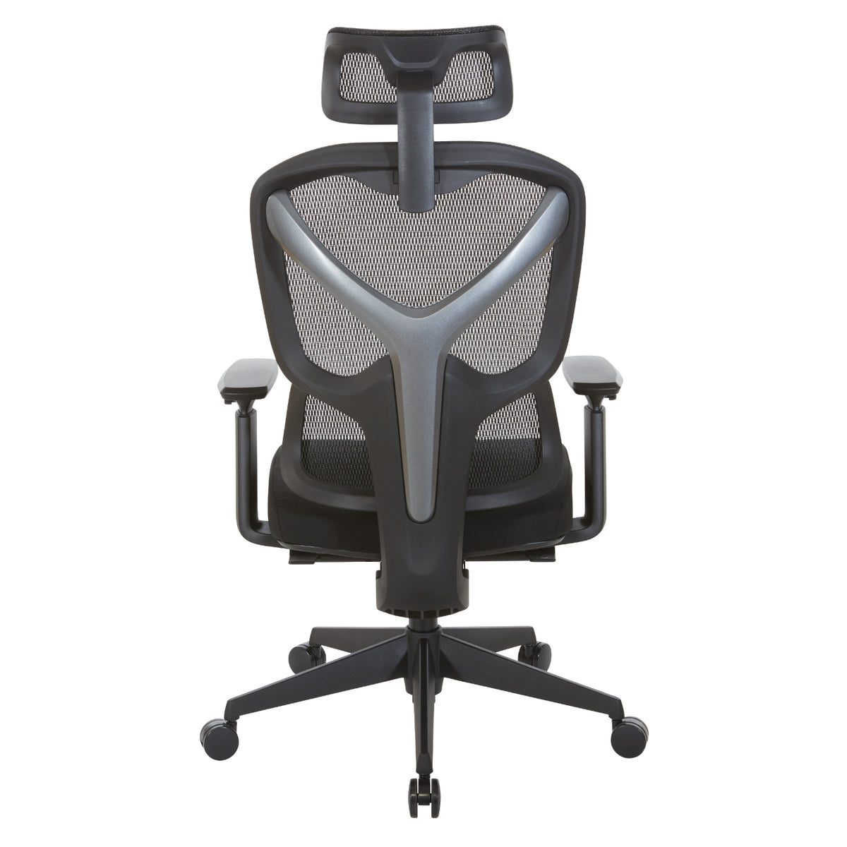 Manager's Chair with Headrest. Breathable Black Mesh Back and  Black Fabric Seat