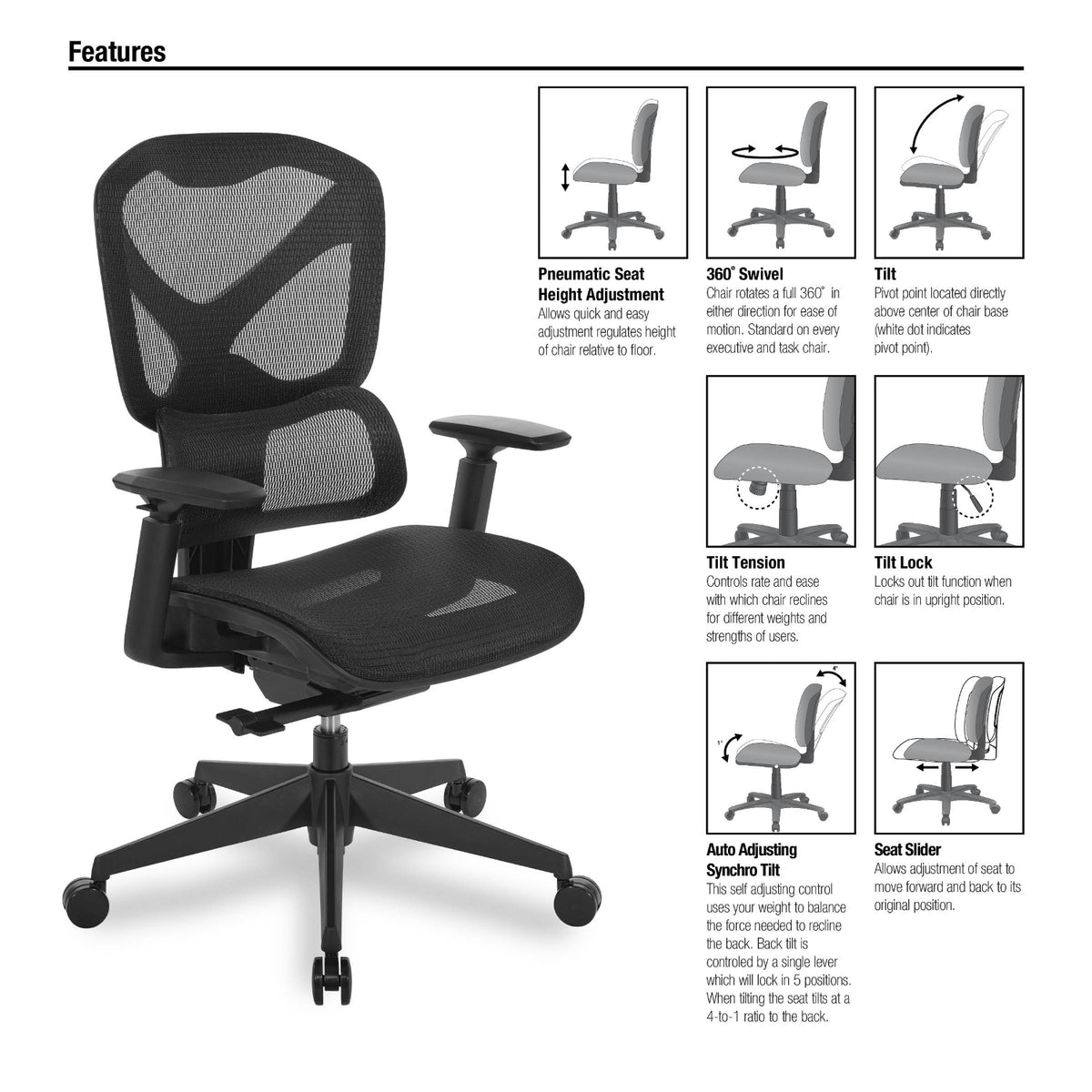 Manager's Chair with Breathable Black Mesh Seat and Back