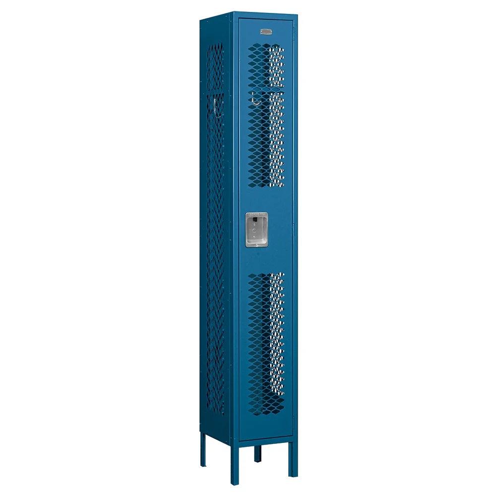 12" Wide Single Tier Vented Metal Locker, 1 Wide, 6 Feet High, Assembled