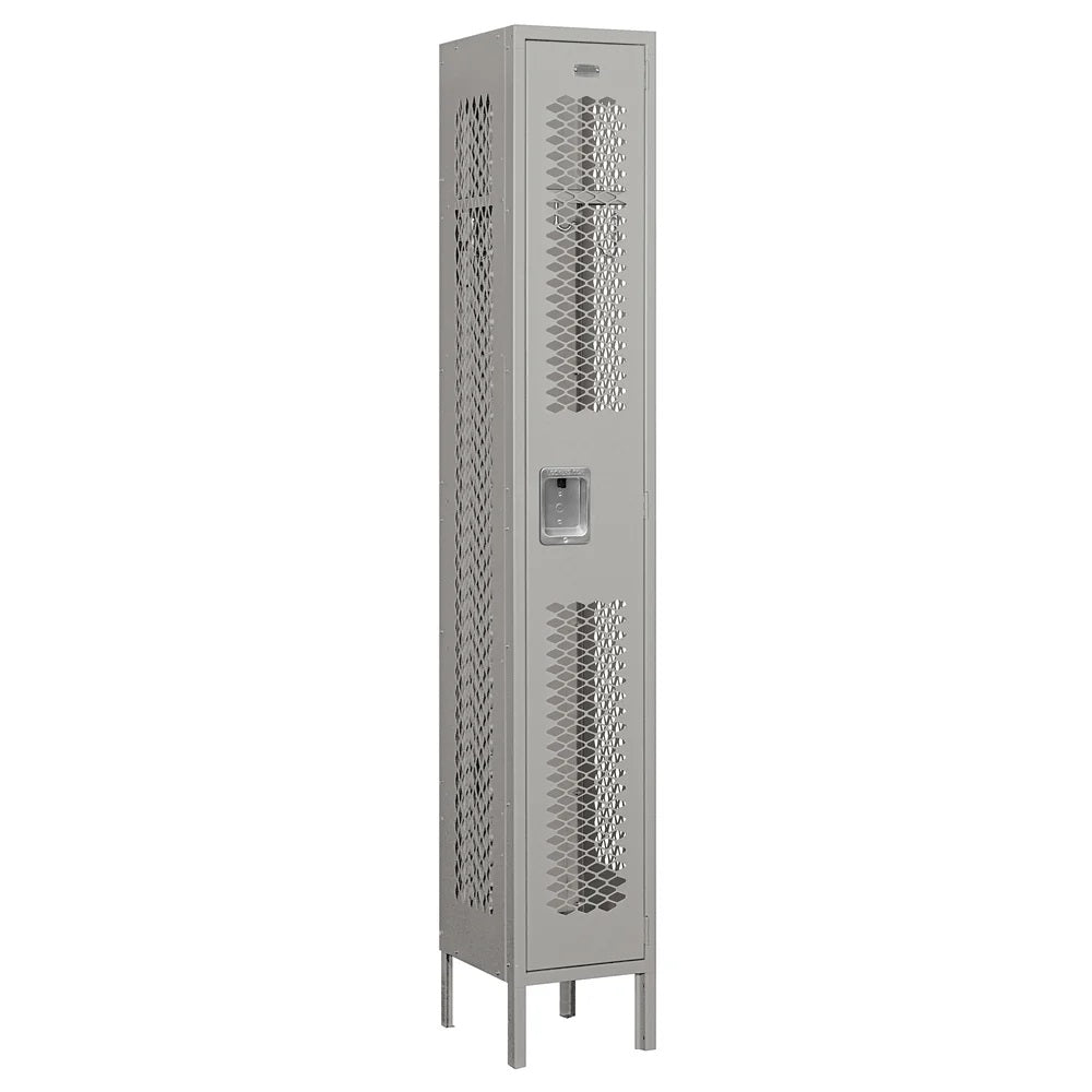12" Wide Single Tier Vented Metal Locker, 1 Wide, 6 Feet High, Assembled