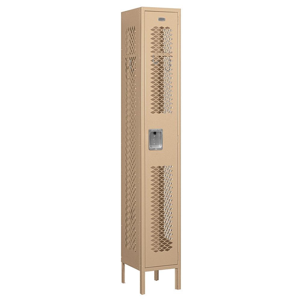 12" Wide Single Tier Vented Metal Locker, 1 Wide, 6 Feet High, Assembled