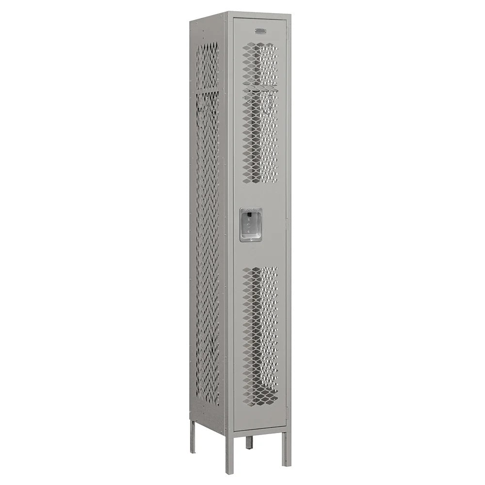12" Wide Single Tier Vented Metal Locker, 1 Wide, 6 Feet High, Assembled