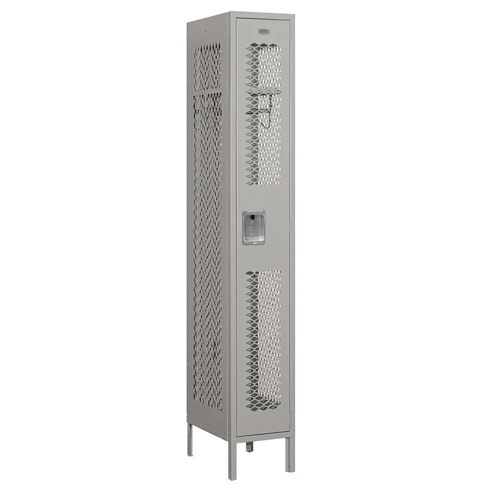 12" Wide Single Tier Vented Metal Locker, 1 Wide, 6 Feet High, Assembled