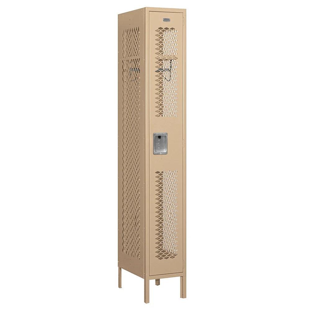 12" Wide Single Tier Vented Metal Locker, 1 Wide, 6 Feet High, Assembled