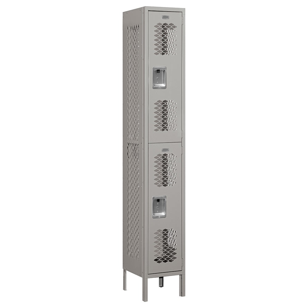 12" Wide Double Tier Vented Metal Locker, 1 Wide, 6 Feet High, Assembled