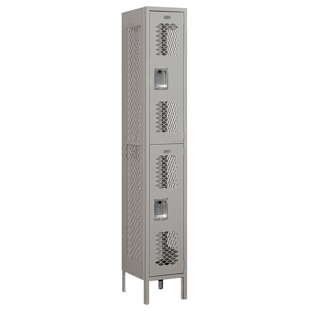 12" Wide Double Tier Vented Metal Locker, 1 Wide, 6 Feet High, Assembled