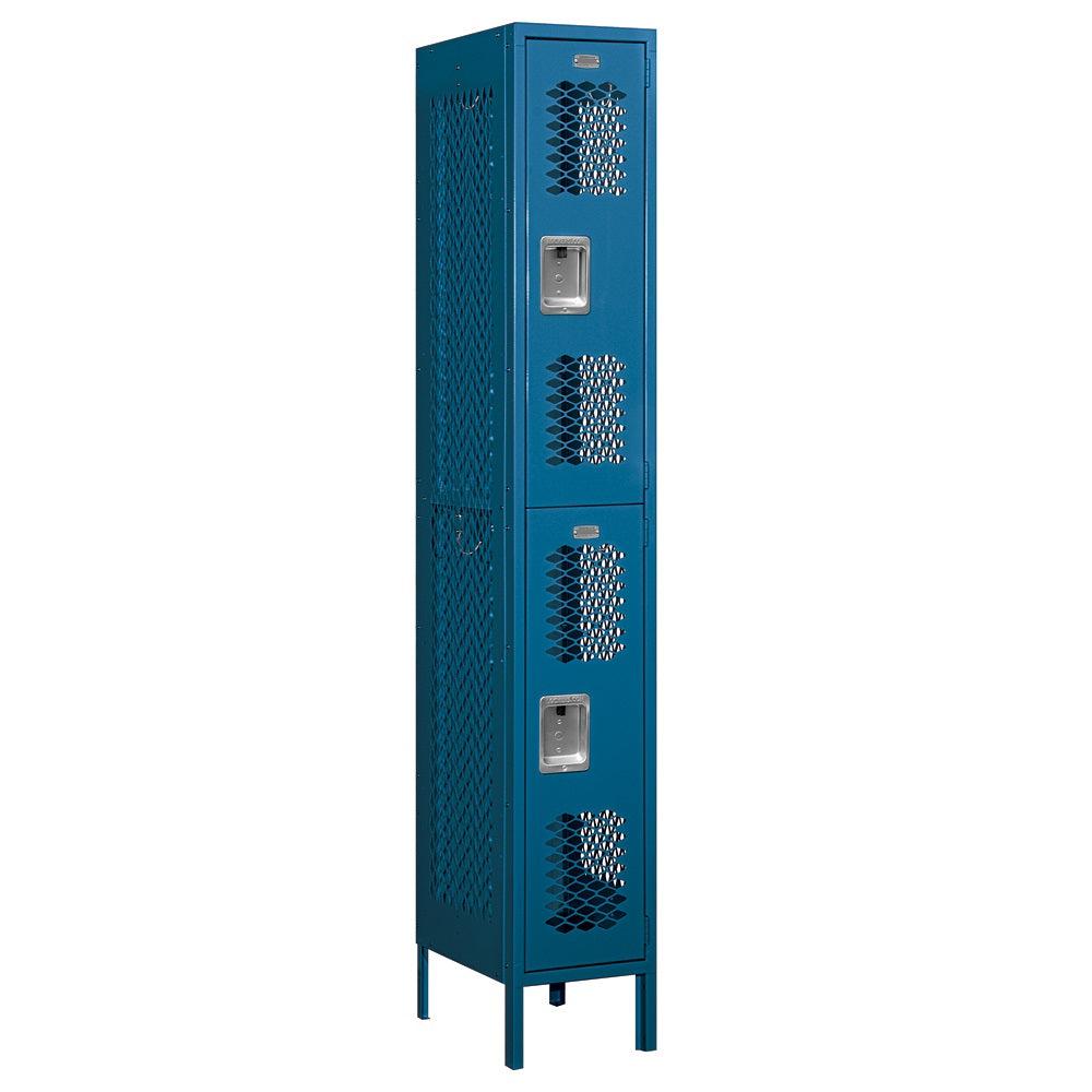 12" Wide Double Tier Vented Metal Locker, 1 Wide, 6 Feet High, Assembled