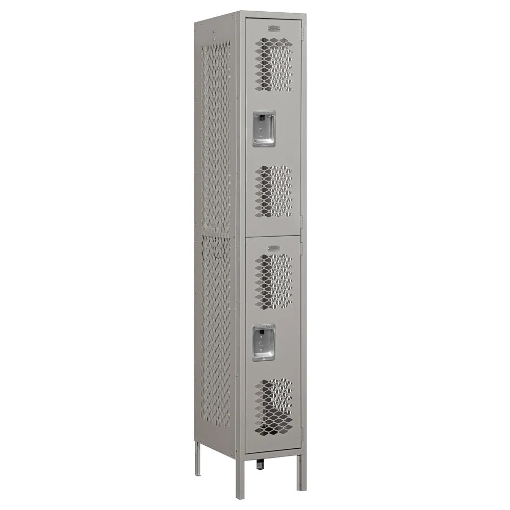 12" Wide Double Tier Vented Metal Locker, 1 Wide, 6 Feet High, Assembled