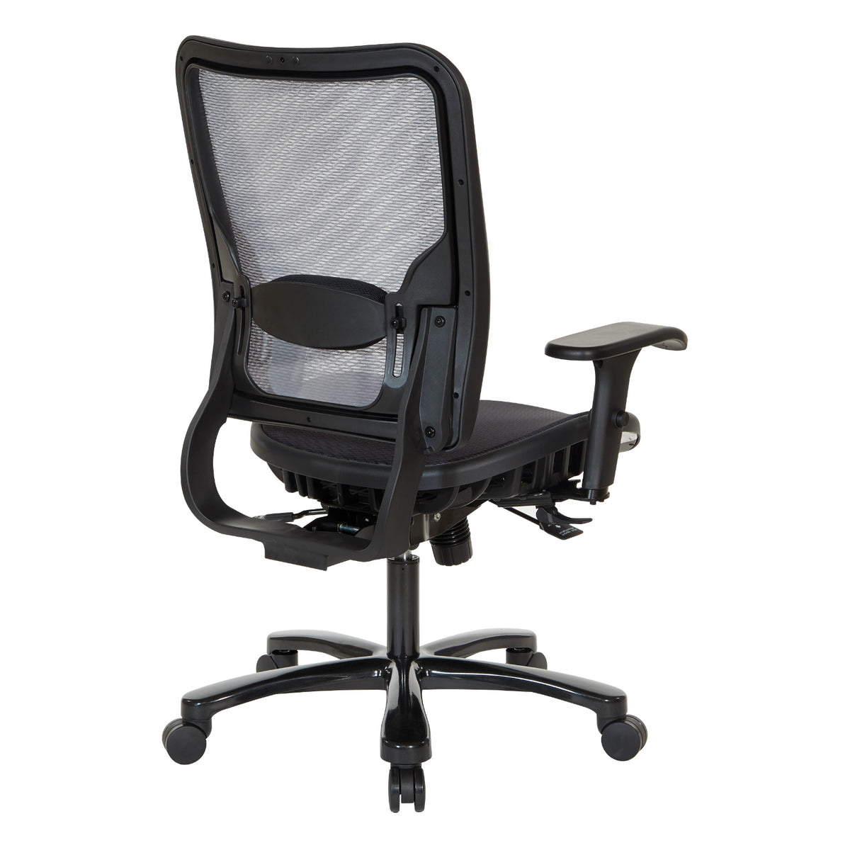 Big and Tall Air Grid Seat and Back Manager's Chair with Height Adjustable Lumbar Support, 2-Way Adjustable Arms and Industrial Steel Finish Base