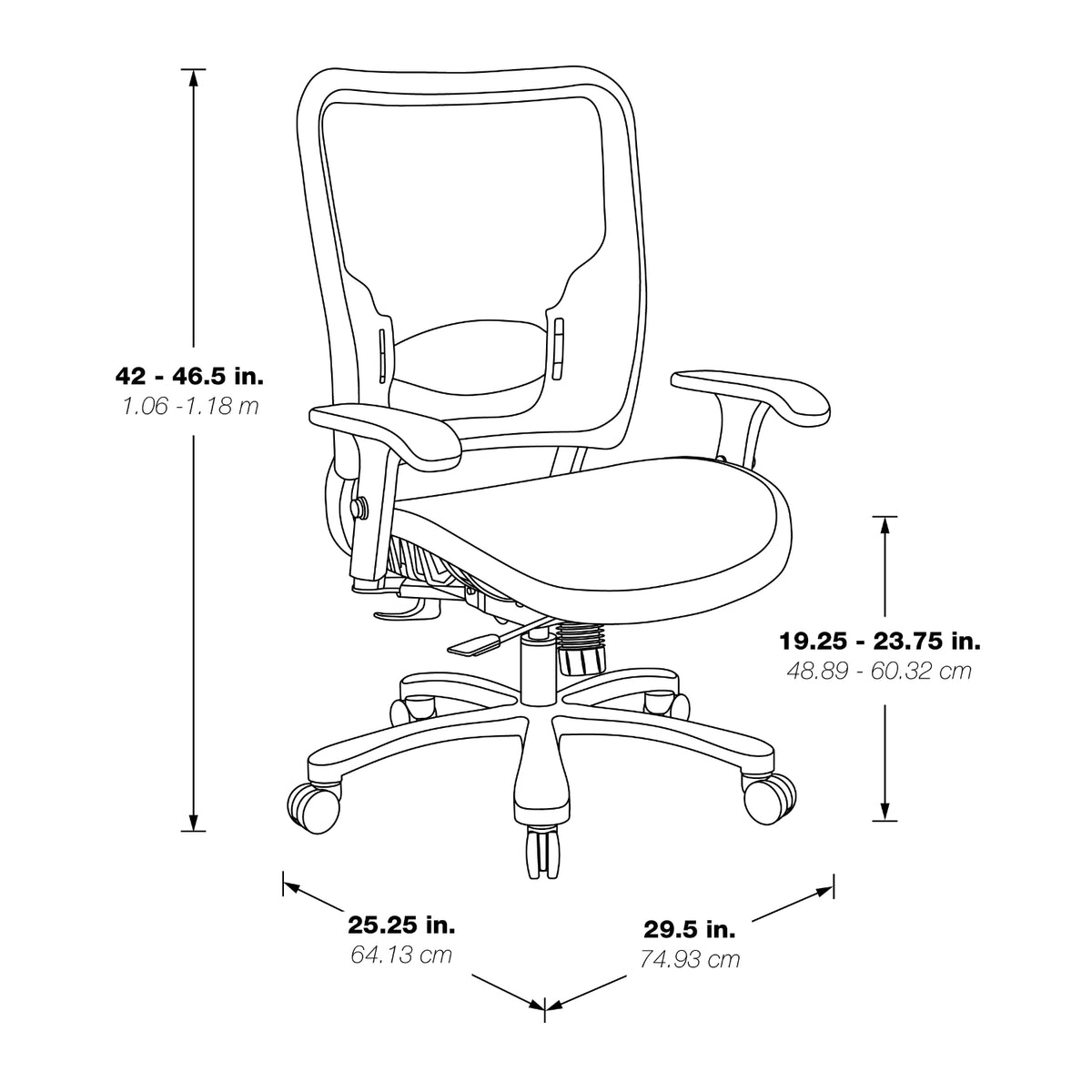 Big and Tall Air Grid Seat and Back Manager's Chair with Height Adjustable Lumbar Support, 2-Way Adjustable Arms and Industrial Steel Finish Base