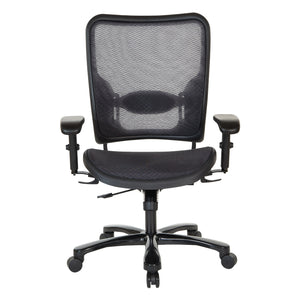 Big and Tall Air Grid Seat and Back Manager's Chair with Height Adjustable Lumbar Support, 2-Way Adjustable Arms and Industrial Steel Finish Base