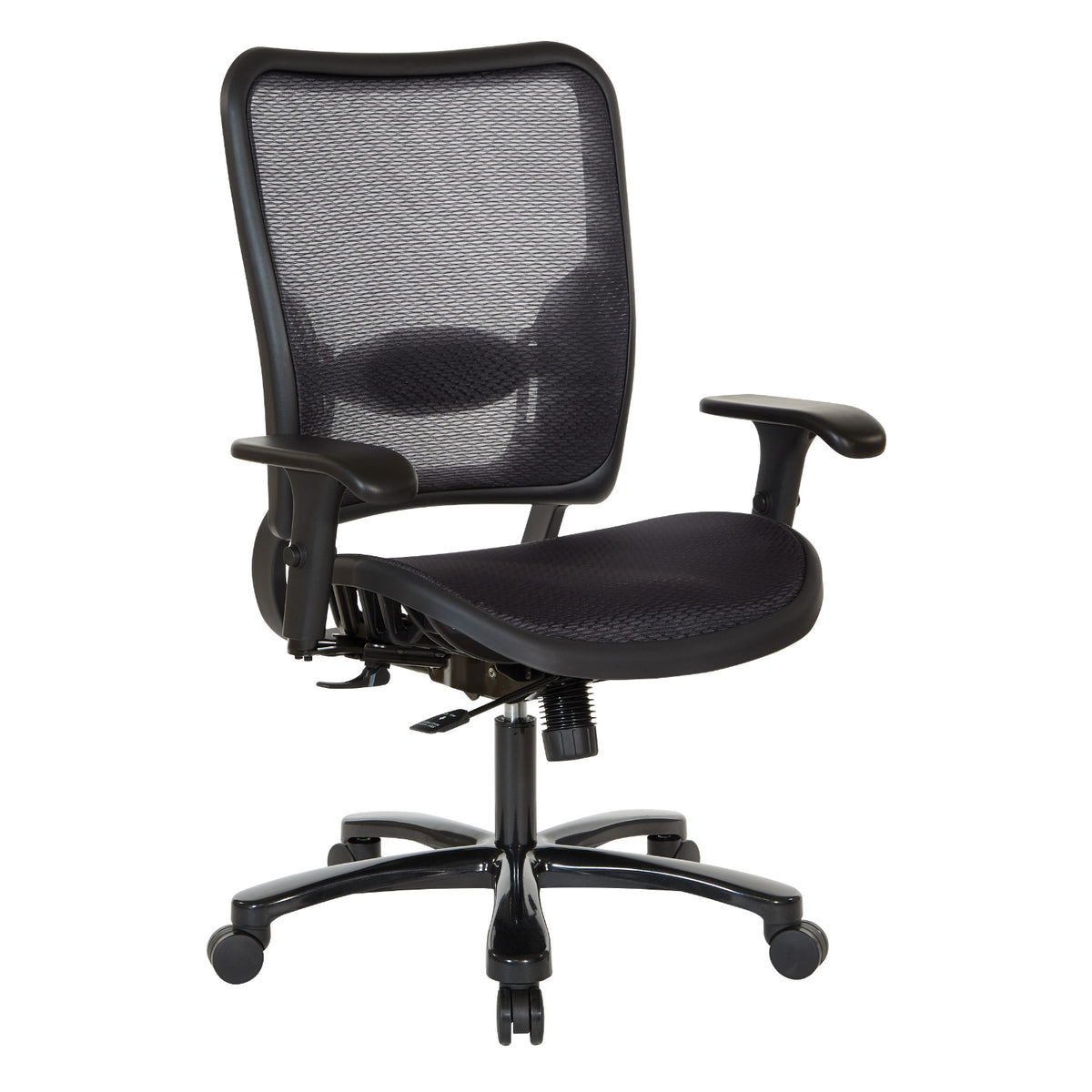 Big and Tall Air Grid Seat and Back Manager's Chair with Height Adjustable Lumbar Support, 2-Way Adjustable Arms and Industrial Steel Finish Base