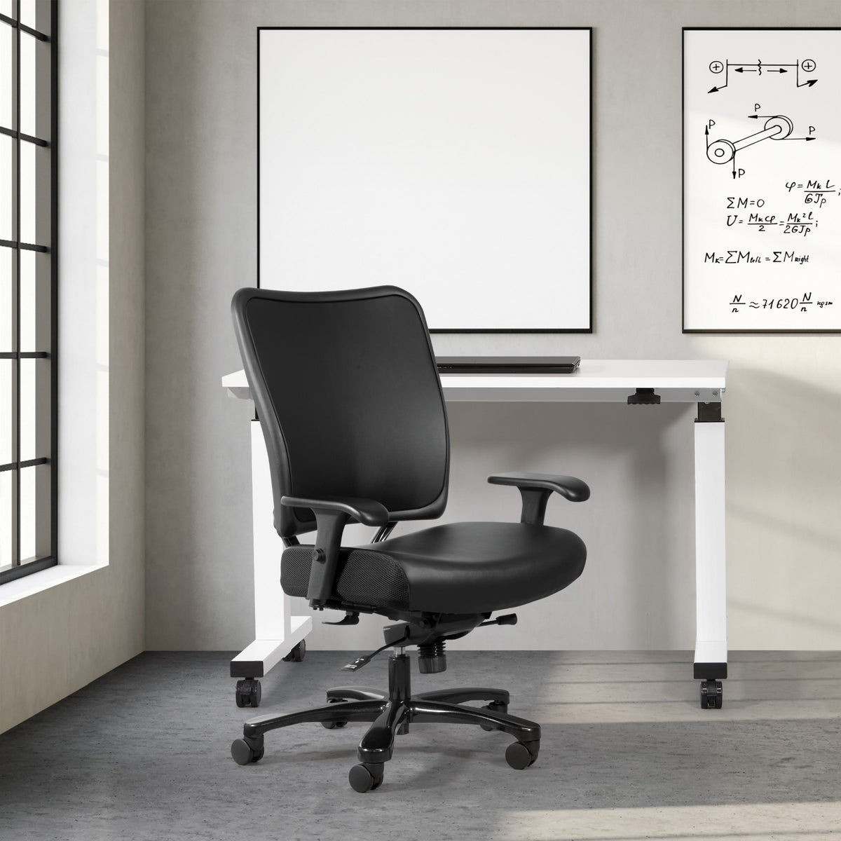 Big & Tall Ergonomic Chair with Black Antimicrobial Upholstered Seat and Back