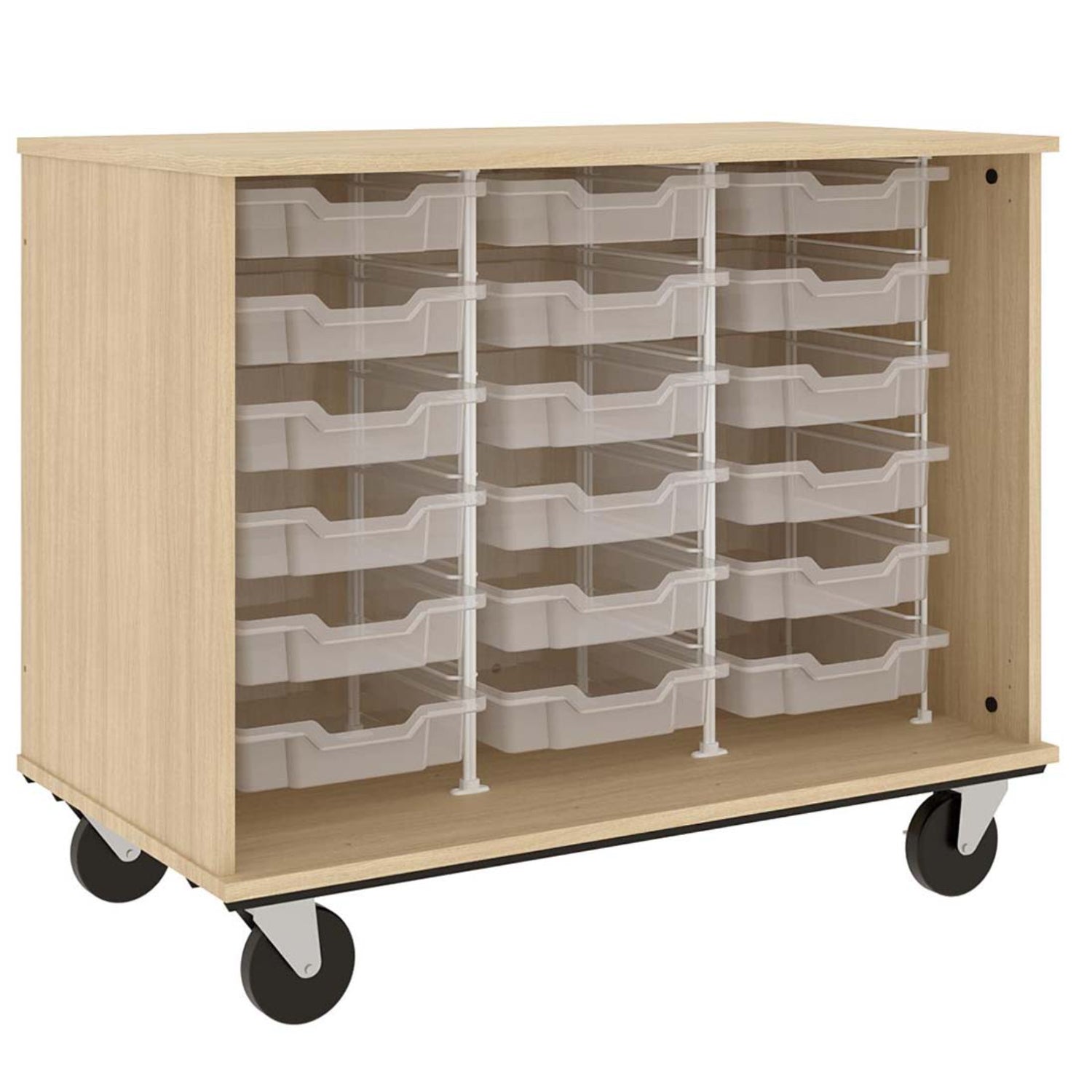 Open Bin Mobile Storage with (18) 3" Bins