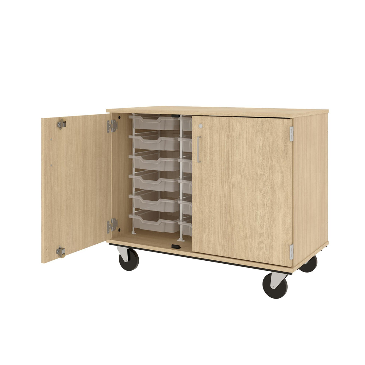 Closed Bin Mobile Storage with (18) 3" Bins, Lockable