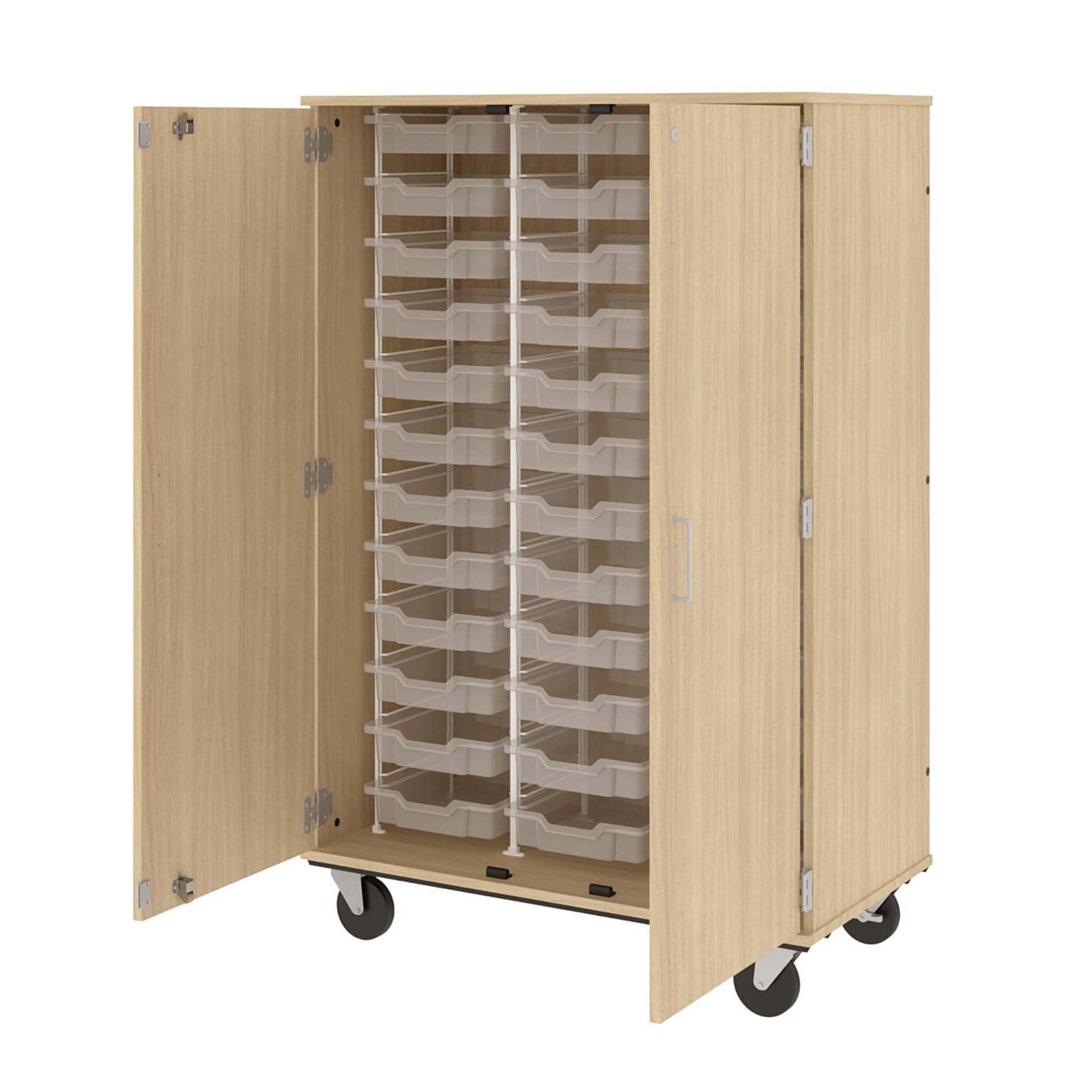 Closed Bin Mobile Storage with (36) 3" Bins, Lockable
