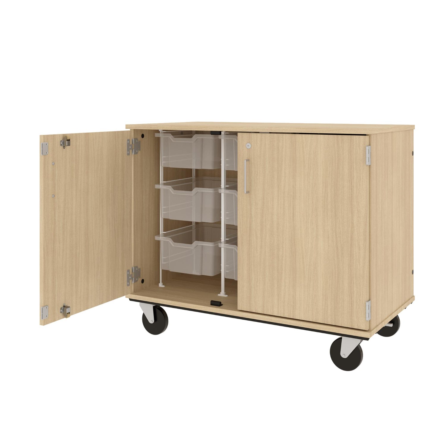 Closed Bin Mobile Storage, (9) 6" Bins, Lockable