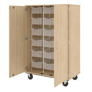 Closed Bin Mobile Storage, (18) 6" Bins, Lockable