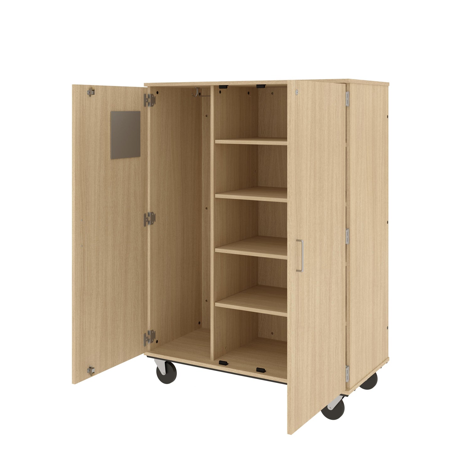 Wardrobe And Shelf Combo Mobile Storage Cabinet, Lockable