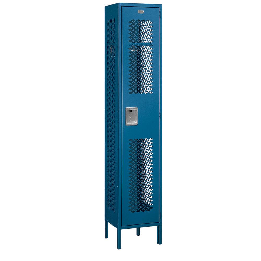 15" Wide Single Tier Vented Metal Locker, 1 Wide, 6 Feet High, Assembled