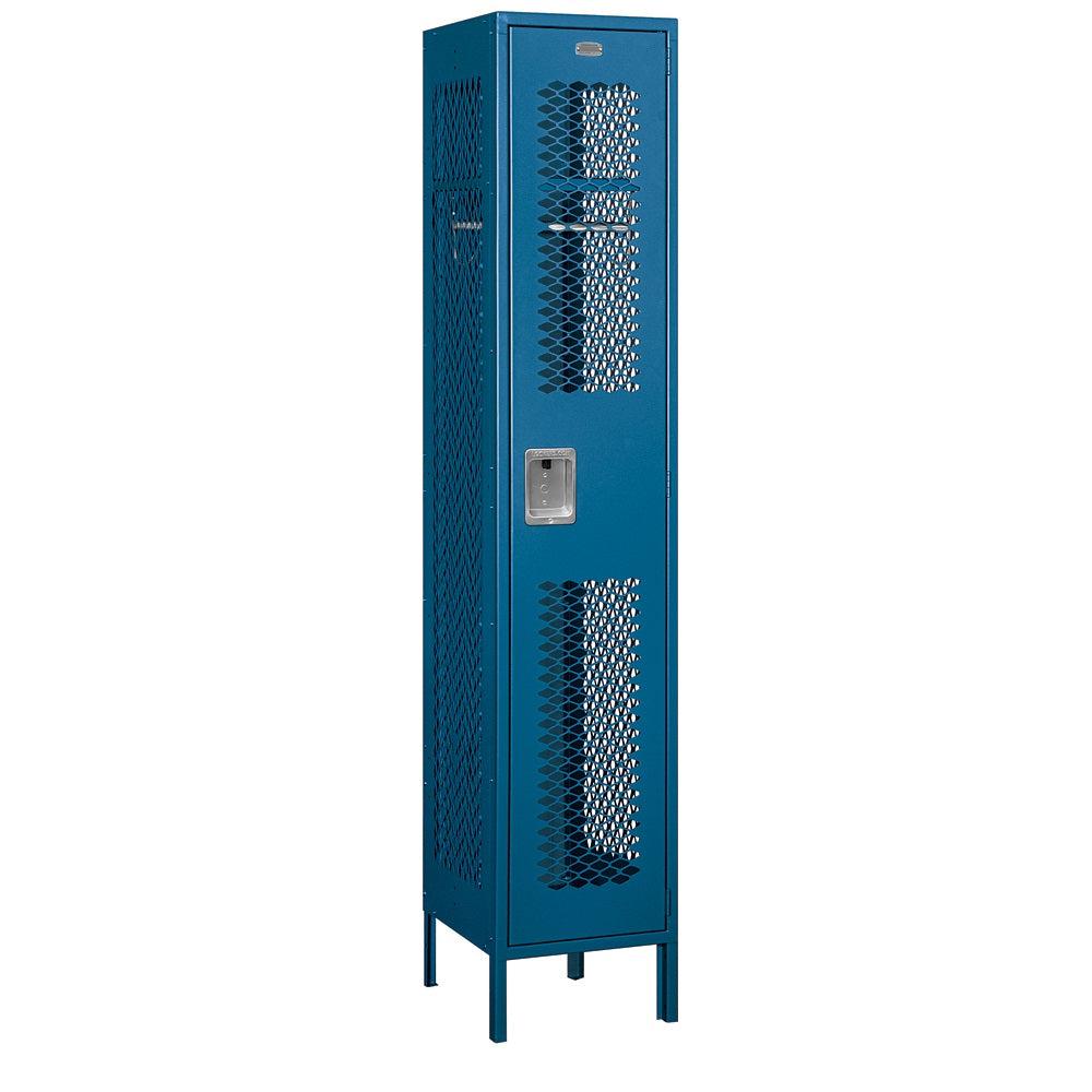 15" Wide Single Tier Vented Metal Locker, 1 Wide, 6 Feet High, Assembled
