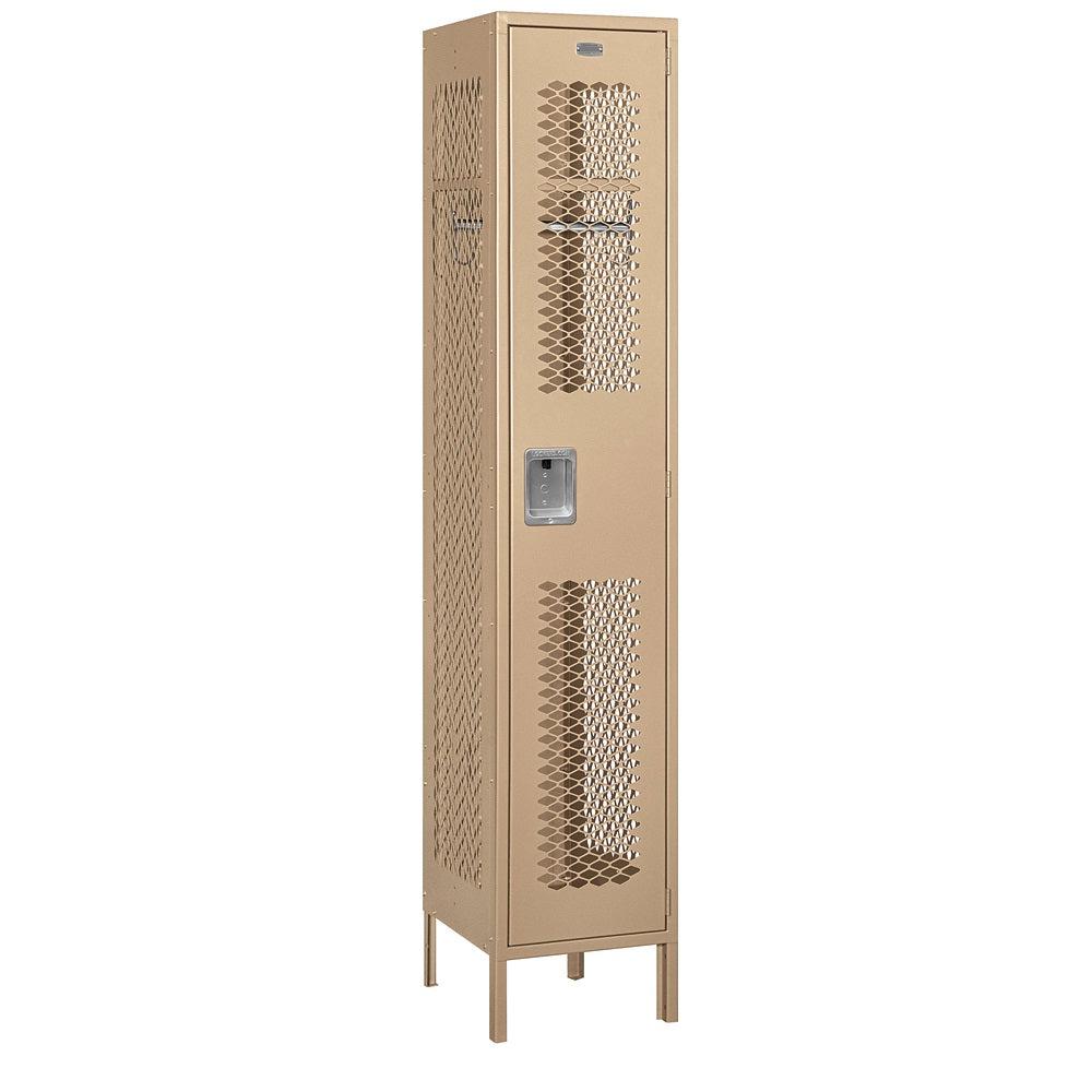 15" Wide Single Tier Vented Metal Locker, 1 Wide, 6 Feet High, Assembled