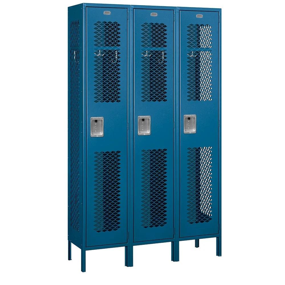 15" Wide Single Tier Vented Metal Locker, 3 Wide, 6 Feet High, Assembled