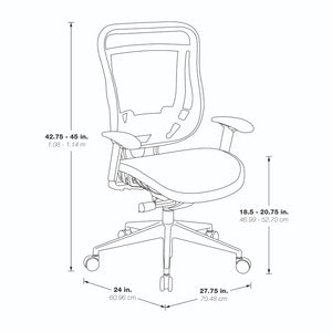 Breathable Mesh Back and Seat Executive High Back Chair with Adjustable Arms and Lumbar, Seat Slider and Industrial Steel Finish Angled Base, 300 Lbs Weight Capacity