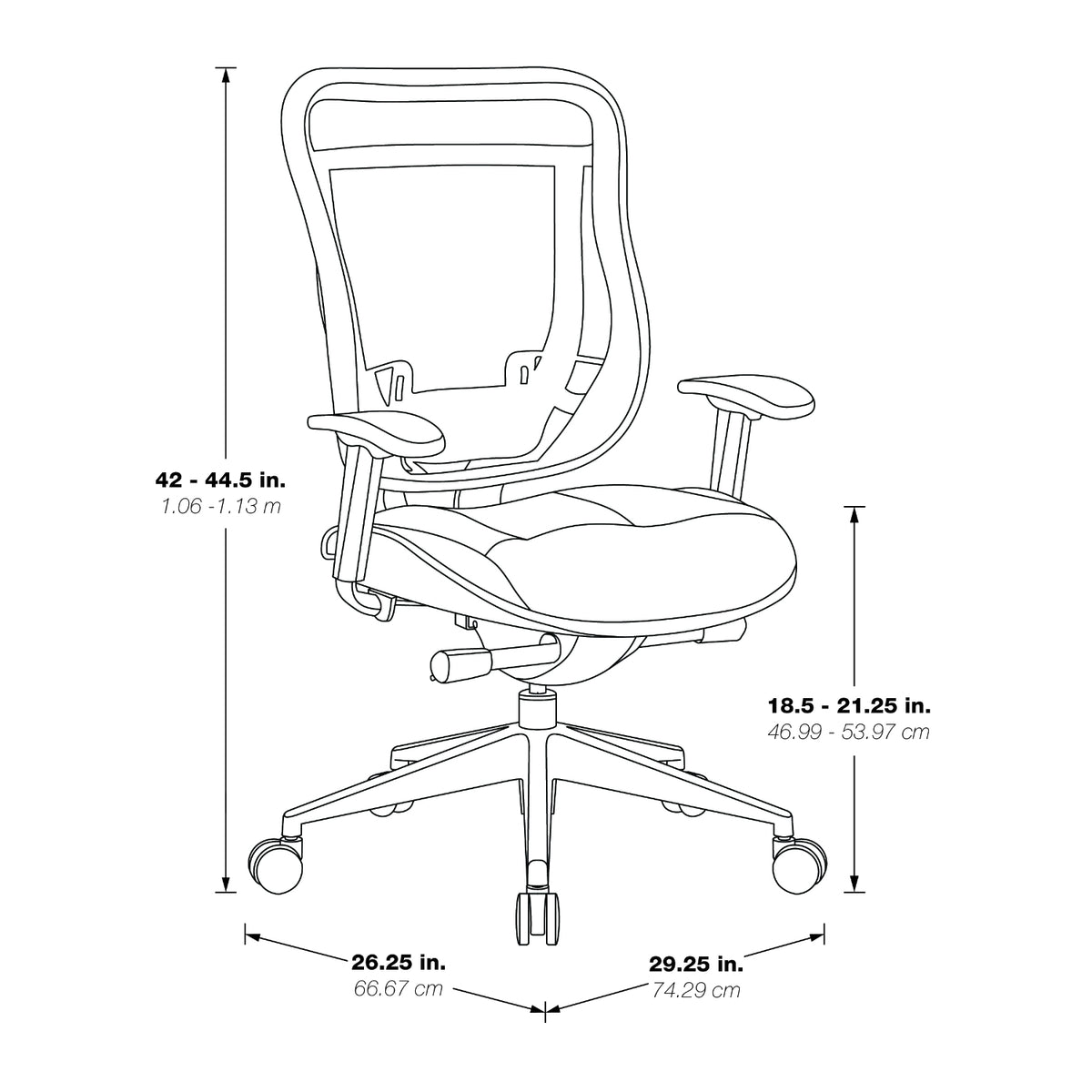 Breathable Mesh Back and Leather Seat Executive High Back Chair with Adjustable Arms and  Lumbar, Seat Slider and Polished Aluminum Finish Base, 300 Lbs Weight Capacity