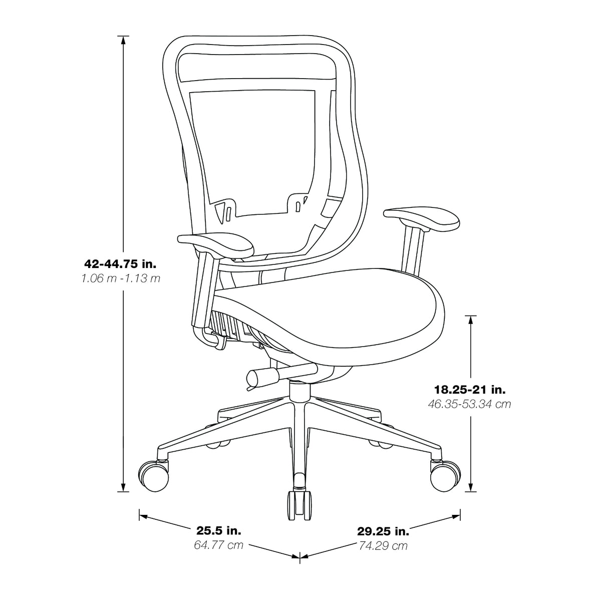 Breathable Black Mesh Seat and Back Executive High Back Chair with Adjustable Arms and Lumbar, Seat Slider and Polished Aluminum Finish Base, 300 lbs Weight Capacity