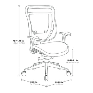 Breathable Mesh Seat and Back Executive High Back Chair with Adjustable Arms and Lumbar, Seat Slider and Polished Aluminum Finish Base, 300 Lbs Weight Capacity