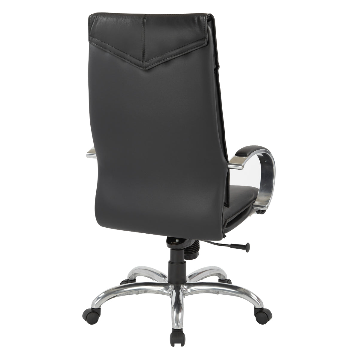 Deluxe Executive Leather High Back Chair with Polished Aluminum Base and Padded Arms